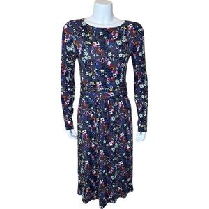 Boden Abigail Jersey Knit Floral Dress 6L Long Sleeve Gray Multicolor